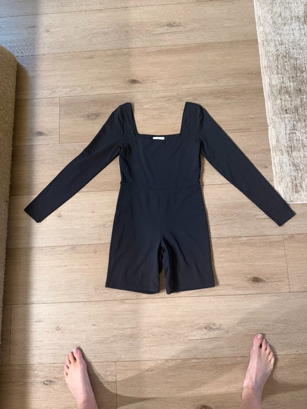 Babaton Contour Long Sleeve Romper Bodysuit Black Size Large